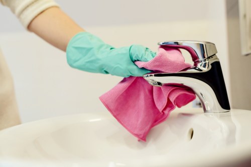 Professional carpet cleaner in Crystal Palace treating a living room carpet