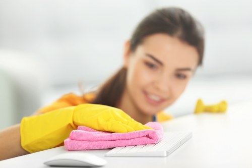 Deep cleaning treatment for a busy hard floor surface